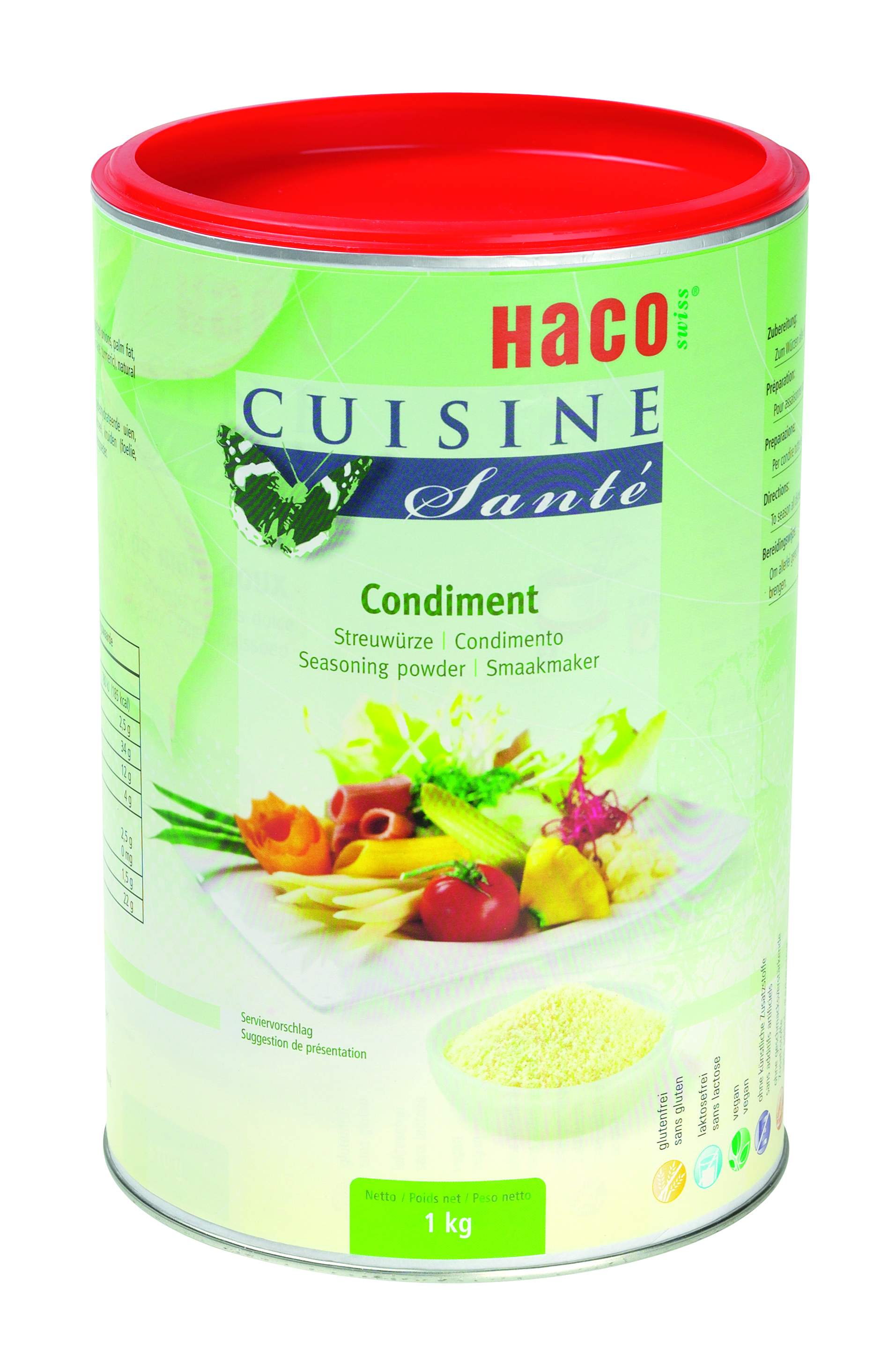 CS Seasoning Powder 1KG Cuisine Santé - naturally enjoyable. All Cuisine Santé products are 100 % natural and guaranteed to be gluten-free and lactose-free. Moreover, the recipes do not contain any ingredients with allergenic potential.